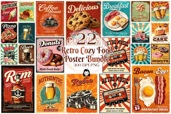 Download Retro Cozy Food Poster Sublimation - Food Collection